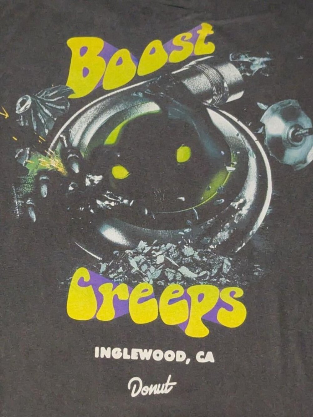 Donut Media Boost Creeps Graphic Tee - Faded Charcoal / Inglewood CA